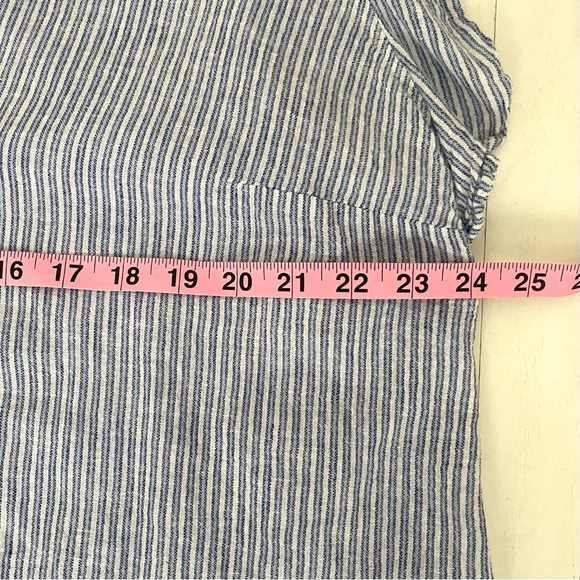 OLD NAVY Linen Cotton Blend Blue and White Striped Flutter Sleeve Blouse, XXL - Picture 15 of 15